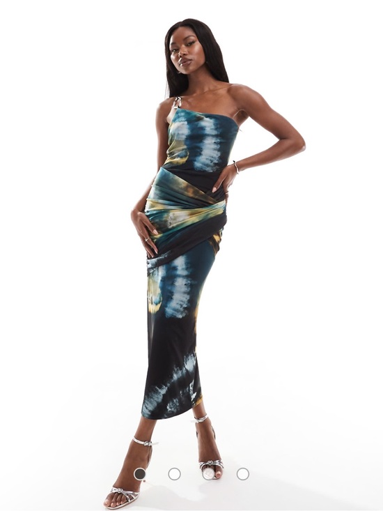ASOS Dresses & Skirts - ASOS semi Tie-Dye Midi Dress in Teal, Black & silver touch to it